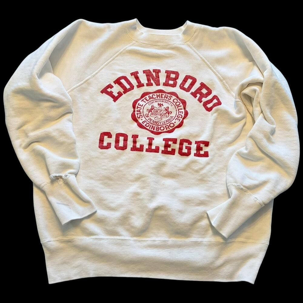 Vtg 50s 60s Edinboro College Sweatshirt Mens M Crewneck Pullover Graphic